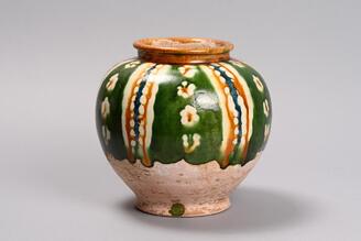 Jar, Three-color glaze with plum blossoms