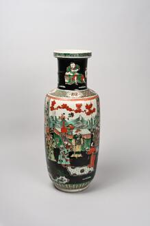 五彩小児祈壽図瓶