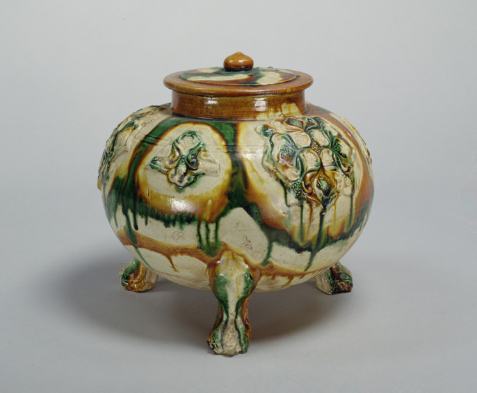 三彩蓋付大瓶