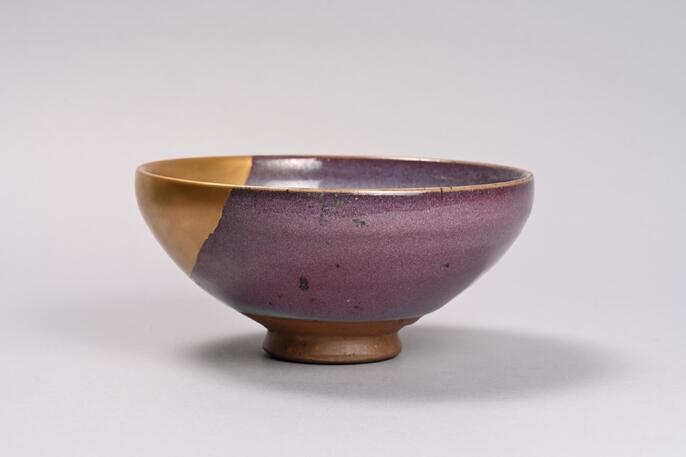 中国美術 澱青釉 紫紅斑 水盂 高さ9.6cm 小壷 茶入 DT075 ColBase