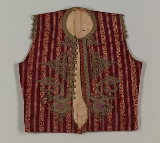 Striped Vest, Supplementary weft patterning (songket)