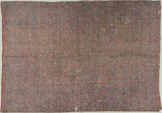 Chintz with reversible design, Floral arabesque design on indigo ground