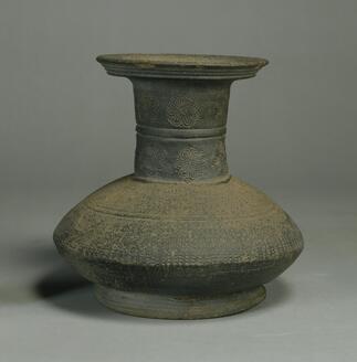 Long-necked Pottery Jar, With stamped ornament