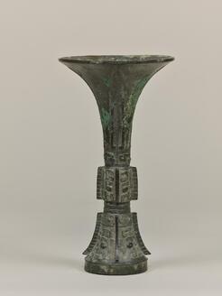 Wine Vessel (Gu) with Animal Masks (Taotie)